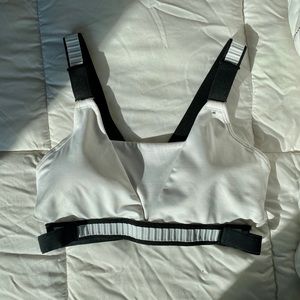 Nike White and Black Medium Support Sports Bra